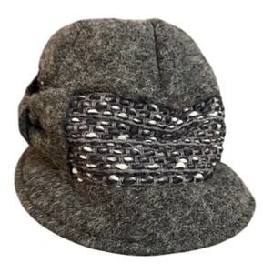 Creativa Italy Gray Wool Blend Cloche Hat Woven Band Bow Accent Made in Italy